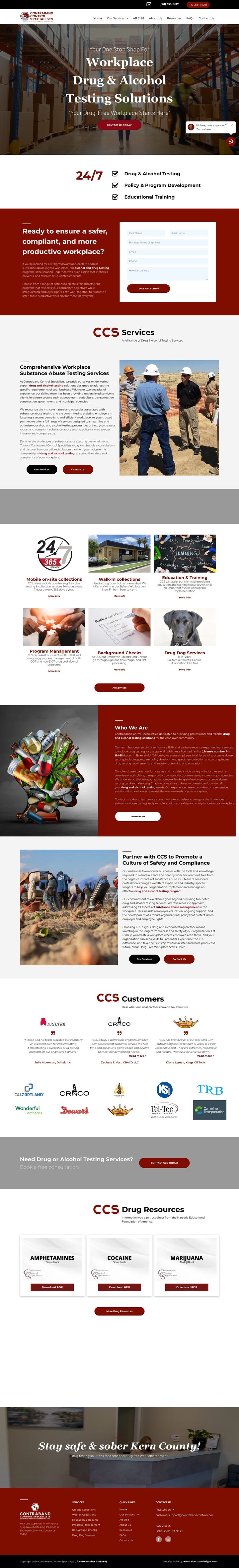 Contraband Control full homepage, a custom website by Albertson Designs. Hover to scroll the full design, click to enlarge.